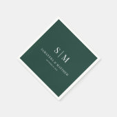 Emerald Green Eenvoudig paar Initialen bruiloft Servet (Hoek)