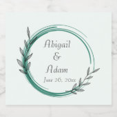 Emerald Green Eenvoudige Botanische Krans Trouwen Sparkling Wijnetiket (Enkel label)