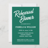 Emerald Green eenvoudige bruiloft repetitie diner Kaart (Voorkant)