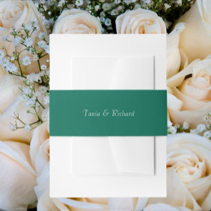 Emerald Green Eenvoudige Gestileerde Naam Trouwen Uitnodigingen Wikkel