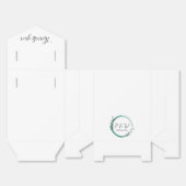 Emerald Green Eenvoudige Krans Monogram Trouwen Bedankdoosjes (Ongevouwen)