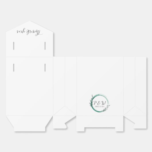 Emerald Green Eenvoudige Krans Monogram Trouwen Bedankdoosjes (Ongevouwen)