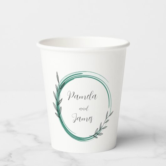 Emerald Green Eenvoudige Krans Vrijgezellenfeest Papieren Bekers (Achterkant)
