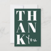 Emerald Green Eenvoudige Minimalistische Bold Wedd Bedankkaart (Voorkant)