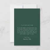 Emerald Green Eenvoudige Minimalistische Bold Wedd Bedankkaart (Achterkant)