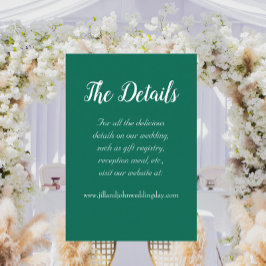 Emerald Green Eenvoudige Stijl Trouwdetails Informatiekaartje