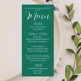 Emerald Green Eenvoudige Stijl Trouwdiner Menu