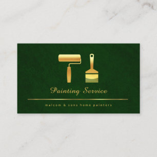 Emerald Green Elegance Gold Brushes Visitekaartje