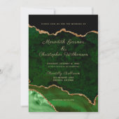 Emerald Green Elegance Gold Glitter Agate Wedding Kaart (Voorkant)