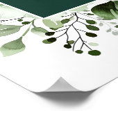Emerald Green Elegant Bloemen Huwelijk Welkomstbor Poster (Hoek)