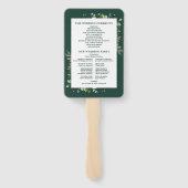 Emerald Green Elegant Bloemen Trouwprogramma Handwaaier (Achterkant)