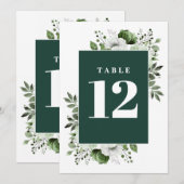 Emerald Green Elegant Country Floral Tafelnummer (Voorkant / Achterkant)