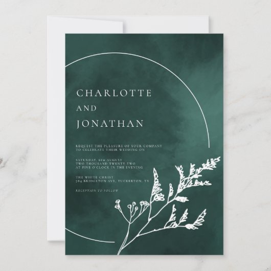 Emerald Green Elegant Greenery Wedding Kaart (Voorkant)