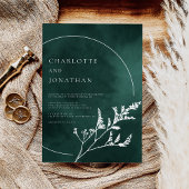 Emerald Green Elegant Greenery Wedding Kaart
