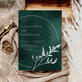 Emerald Green Elegant Greenery Wedding Kaart