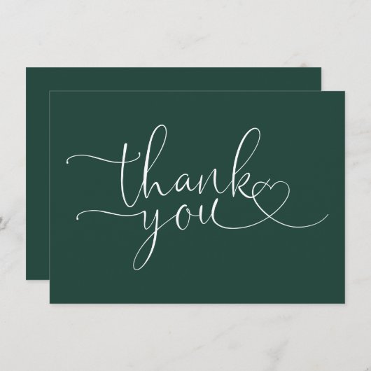 Emerald Green Elegant Hartschrift Bedankkaart (Voorkant / Achterkant)