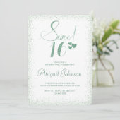 Emerald Green Elegant Meisjes Sweet 16 Verjaardag Kaart (Staand voorkant)