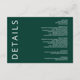 Emerald Green Elegant Modern Minimalist Wedding Informatiekaartje