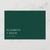 Emerald Green Elegant Modern Minimalist Wedding Informatiekaartje (Achterkant)