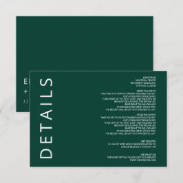 Emerald Green Elegant Modern Minimalist Wedding Informatiekaartje