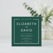 Emerald Green Elegant Modern Minimalist Wedding Kaart (Staand voorkant)