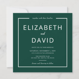 Emerald Green Elegant Modern Minimalist Wedding Kaart