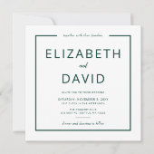 Emerald Green Elegant Modern Minimalist Wedding Kaart (Voorkant)