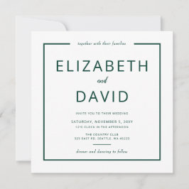 Emerald Green Elegant Modern Minimalist Wedding Kaart
