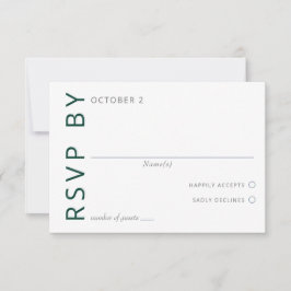 Emerald Green Elegant Modern Minimalist Wedding RSVP Kaartje