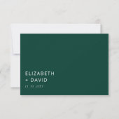 Emerald Green Elegant Modern Minimalist Wedding RSVP Kaartje (Achterkant)