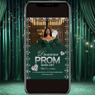 Emerald Green Elegant Prom Send-Off Invitation Kaart