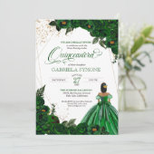 Emerald Green Elegant Rozen en Gown Quinceanera Kaart (Staand voorkant)