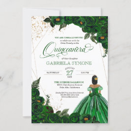 Emerald Green Elegant Rozen en Gown Quinceanera Kaart
