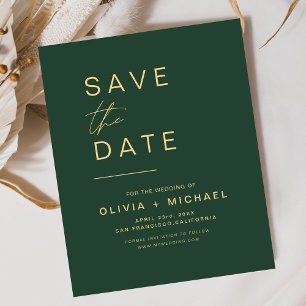 Emerald Green Elegant Save the Date Minimalist