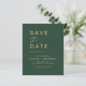 Emerald Green Elegant Save the Date Minimalist (Staand voorkant)