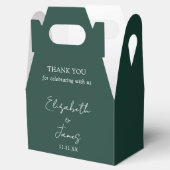 Emerald Green Elegant Script Wedding Dank u Bedankdoosjes (Geopend)