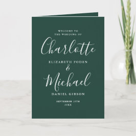 Emerald Green Elegant Signature Script Wedding Programma