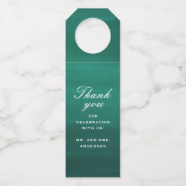 Emerald green elegant simpele bruiloft bedankt flessenhanger