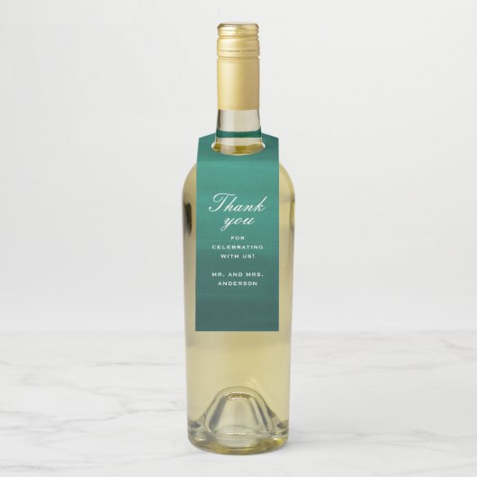 Emerald green elegant simpele bruiloft bedankt flessenhanger (Op fles)