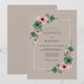 Emerald Green Elegant Succulent Wedding Kaart (Voorkant / Achterkant)