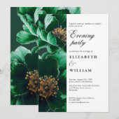 Emerald Green Elegante Bloemen Trouwavond Party Kaart (Voorkant / Achterkant)