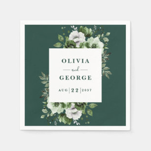 Emerald Green Elegante Bloemen Trouwservet Servet
