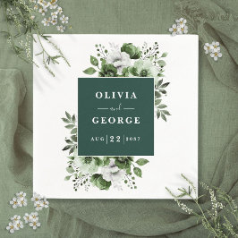 Emerald Green Elegante Bloemen Trouwservet Servet