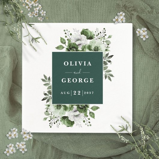 Emerald Green Elegante Bloemen Trouwservet Servet