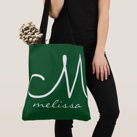 Emerald Green Elegante Canvas tas met haar naam (Dichtbij)