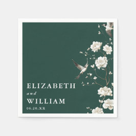 Emerald Green Elegante Chinoiserie Bloemenbruiloft Servet