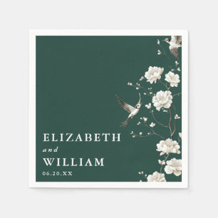 Emerald Green Elegante Chinoiserie Bloemenbruiloft Servet