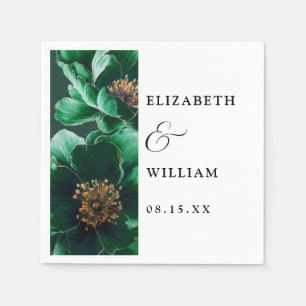 Emerald Green Elegante Moderne Bloemen Huwelijk Servet