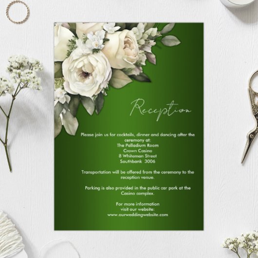 Emerald Green en Boho Rozen huwelijksreceptie Kaart