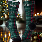  Emerald Green en Bourgogne Tartan Sokken